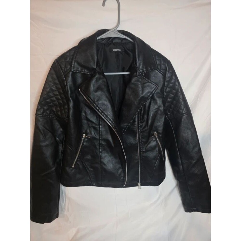 Faux Leather Quilted Moto Biker Jacket